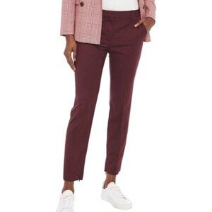 Nili Lotan Leo Wool Twill Slim-leg Mid rise Pants In Burgundy Red size 10